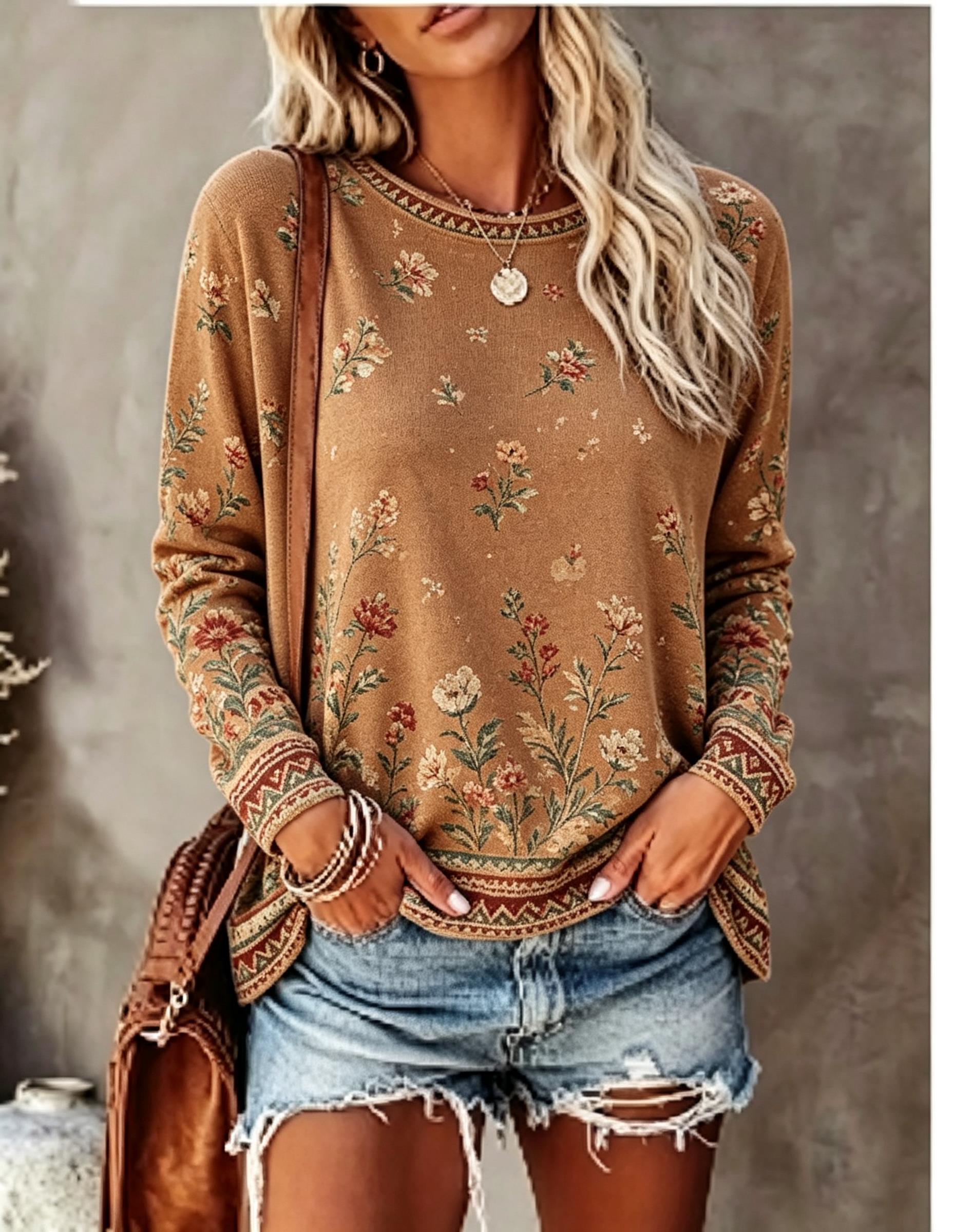 Winter Clothing For Women - Kadın Bisiklet Yaka Uzun Kollu Tişört,